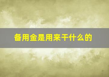 备用金是用来干什么的