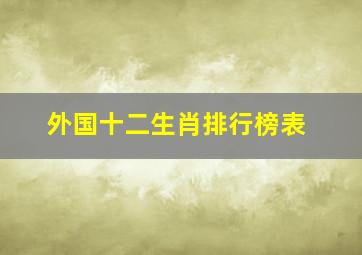 外国十二生肖排行榜表