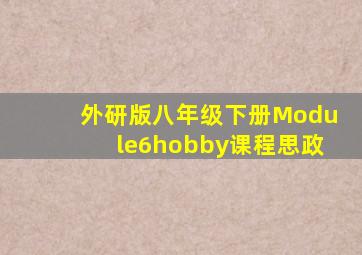 外研版八年级下册Module6hobby课程思政