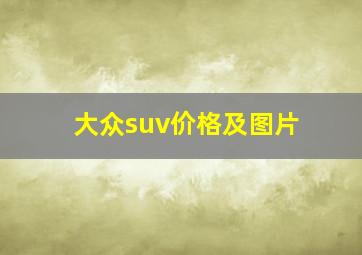 大众suv价格及图片