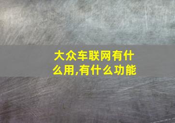 大众车联网有什么用,有什么功能