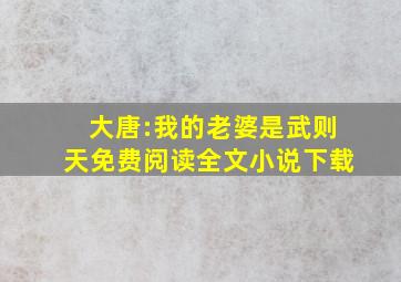 大唐:我的老婆是武则天免费阅读全文小说下载