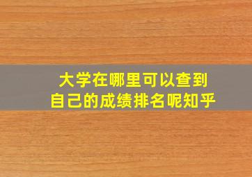 大学在哪里可以查到自己的成绩排名呢知乎