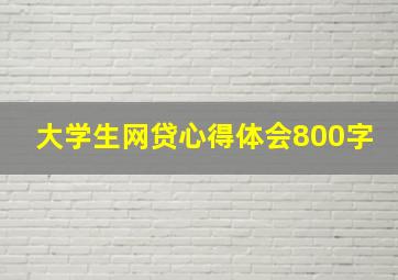 大学生网贷心得体会800字