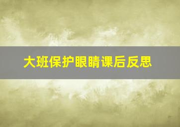 大班保护眼睛课后反思