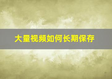 大量视频如何长期保存