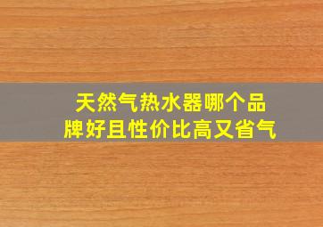 天然气热水器哪个品牌好且性价比高又省气