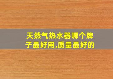 天然气热水器哪个牌子最好用,质量最好的