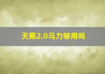 天籁2.0马力够用吗