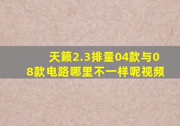 天籁2.3排量04款与08款电路哪里不一样呢视频