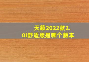 天籁2022款2.0l舒适版是哪个版本