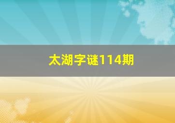 太湖字谜114期