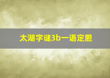 太湖字谜3b一语定胆