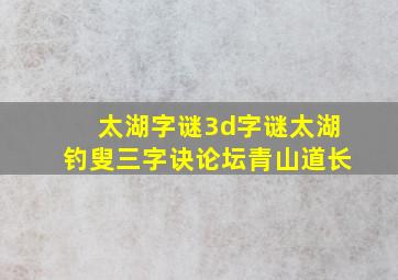 太湖字谜3d字谜太湖钓叟三字诀论坛青山道长