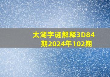 太湖字谜解释3D84期2024年102期