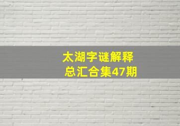 太湖字谜解释总汇合集47期