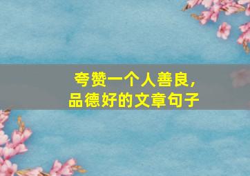 夸赞一个人善良,品德好的文章句子