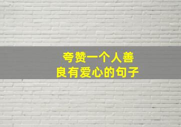 夸赞一个人善良有爱心的句子