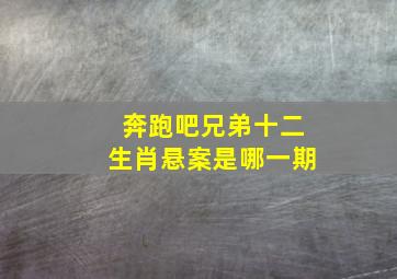 奔跑吧兄弟十二生肖悬案是哪一期