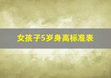 女孩子5岁身高标准表