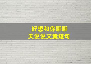 好想和你聊聊天说说文案短句