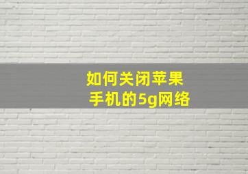 如何关闭苹果手机的5g网络