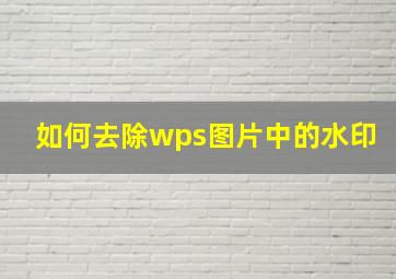 如何去除wps图片中的水印