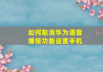 如何取消华为语音播报功能设置手机