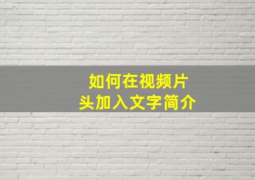 如何在视频片头加入文字简介