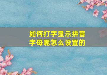 如何打字显示拼音字母呢怎么设置的