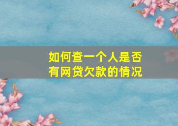 如何查一个人是否有网贷欠款的情况