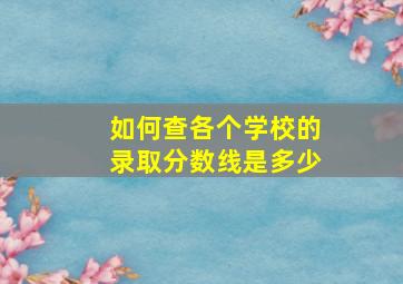 如何查各个学校的录取分数线是多少