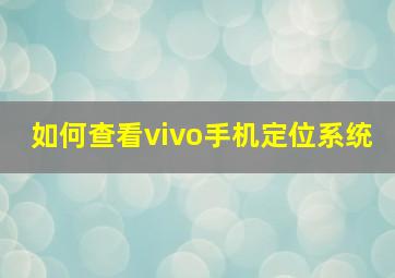 如何查看vivo手机定位系统