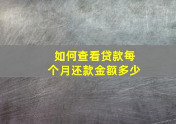 如何查看贷款每个月还款金额多少