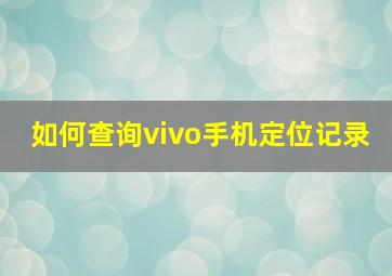 如何查询vivo手机定位记录