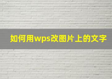 如何用wps改图片上的文字