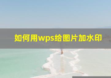 如何用wps给图片加水印