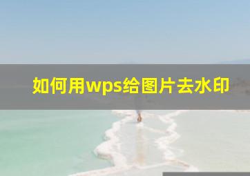 如何用wps给图片去水印