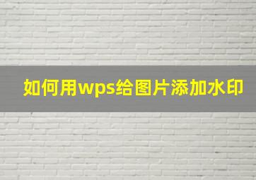 如何用wps给图片添加水印