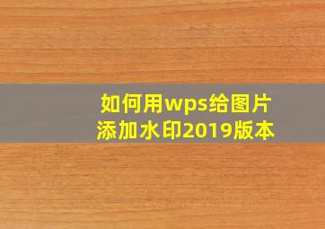 如何用wps给图片添加水印2019版本