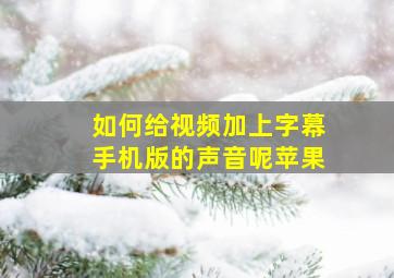 如何给视频加上字幕手机版的声音呢苹果