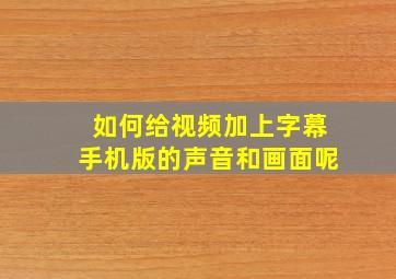 如何给视频加上字幕手机版的声音和画面呢