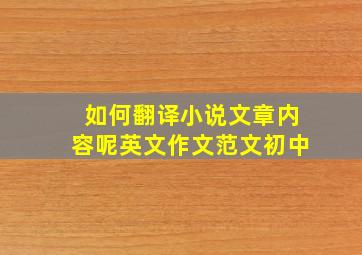 如何翻译小说文章内容呢英文作文范文初中