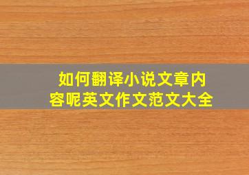 如何翻译小说文章内容呢英文作文范文大全