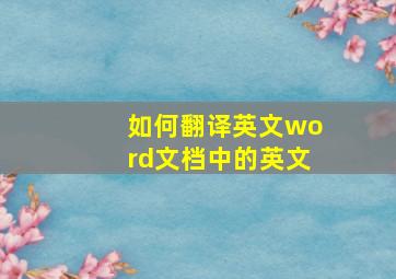 如何翻译英文word文档中的英文