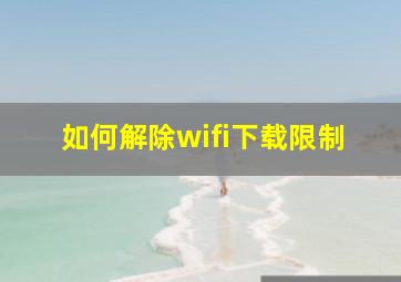 如何解除wifi下载限制