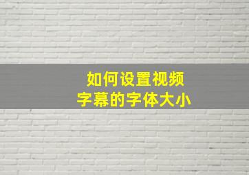 如何设置视频字幕的字体大小