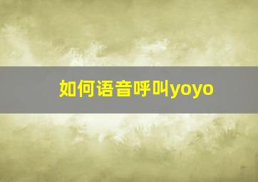 如何语音呼叫yoyo