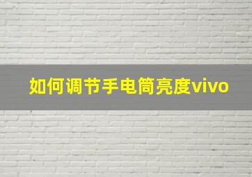 如何调节手电筒亮度vivo