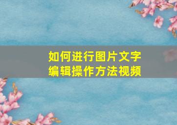 如何进行图片文字编辑操作方法视频